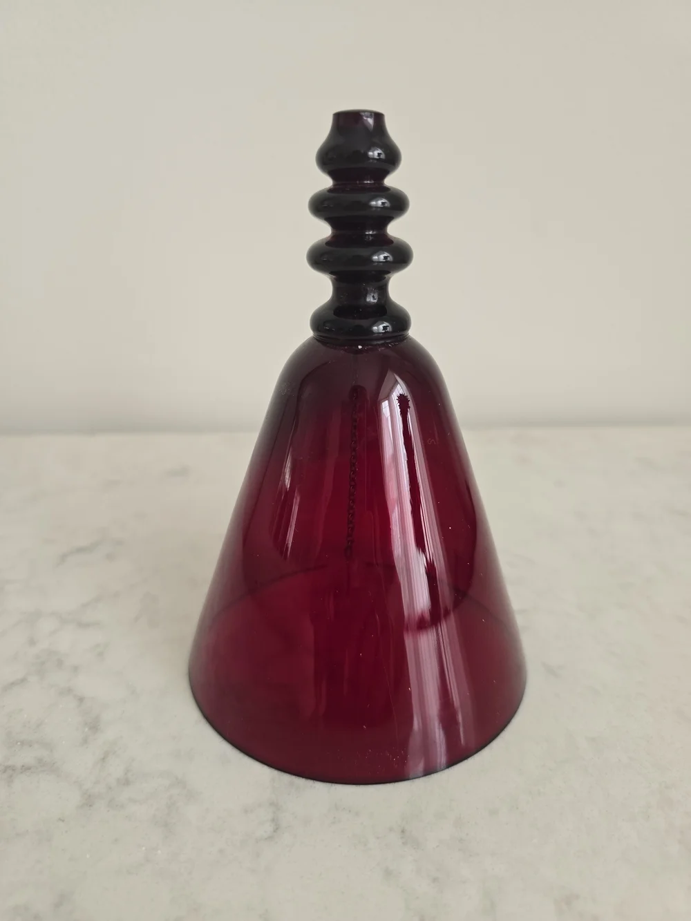 Vintage MCM Ruby Red Glass Dinner Bell 5”